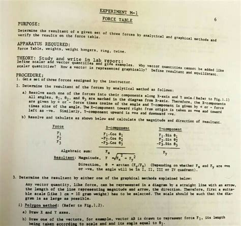 Solved Experiment M Force Table Purpose Deternine The Chegg