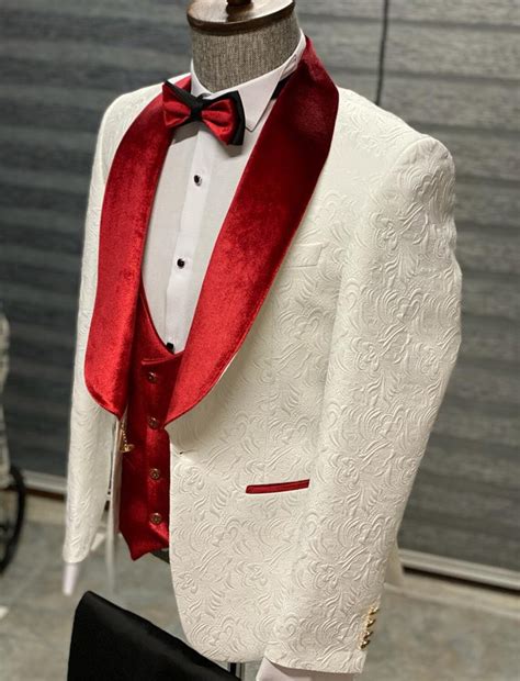 Men Suits White Piece Slim Fit One Button Wedding Groom Etsy