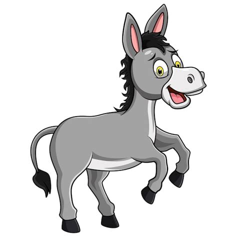 Burro Bonito Dos Desenhos Animados Vetor Premium