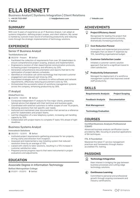 IT Business Analyst CV Examples Guide For 2024