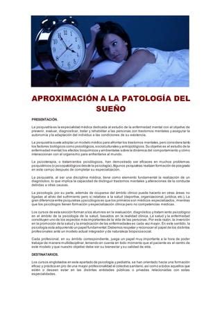 Aproximación a la patología del sueño PDF