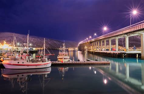 Tromso bridge, Norway, Bridges, Marinas, Ships, Bay, Night, Street ...