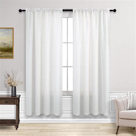 Amazon KOUFALL Off White Linen Curtains 63 Inches Long For Bedroom