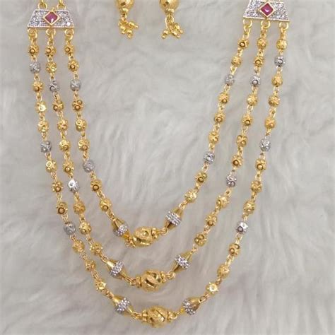 Line Mala Gold Plated Gold Necklace Designs Gold Necklace Set