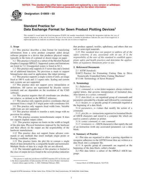 Astm D Standard Practice For Data Exchange Format For Sewn