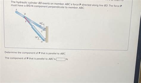 Solved The Hydraulic Cylinder Bd Exerts On Member Abc A Chegg