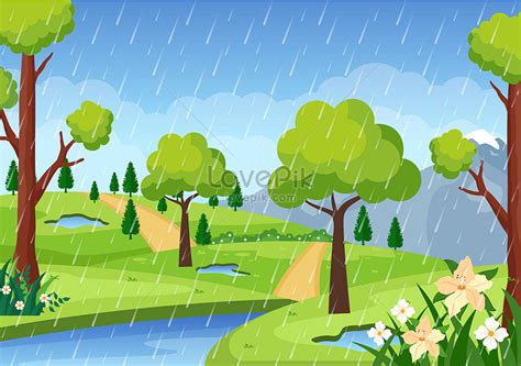 Rain storm scenery background vector illustration illustration image ...