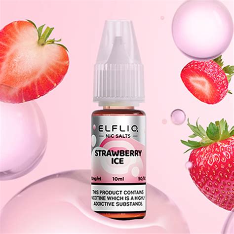 Elfliq Strawberry Ice Nicotine Salt E Liquid 10mg By Elfbar