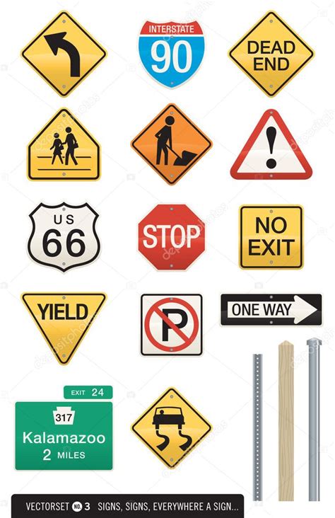 Set of 14 Highway Sign Vectors Stock Vector Image by ©fiftyfootelvis ...