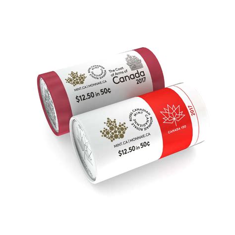 2017 50c Coat Of Arms And Canada 150 Special Wrap Rolls 2 Pack