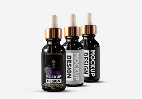 Premium Psd Dropper Glass Bottle For Beauty Serum Psd Mockup