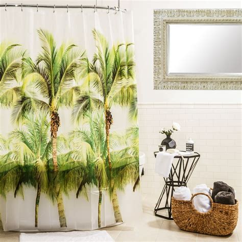 Splash Home Palm Tree Peva Shower Curtain 72 X 70 Green Walmart