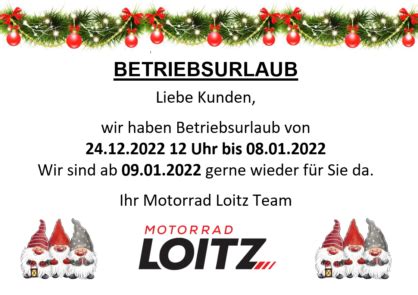 Betriebsurlaub Weihnachten Zweirad Loitz