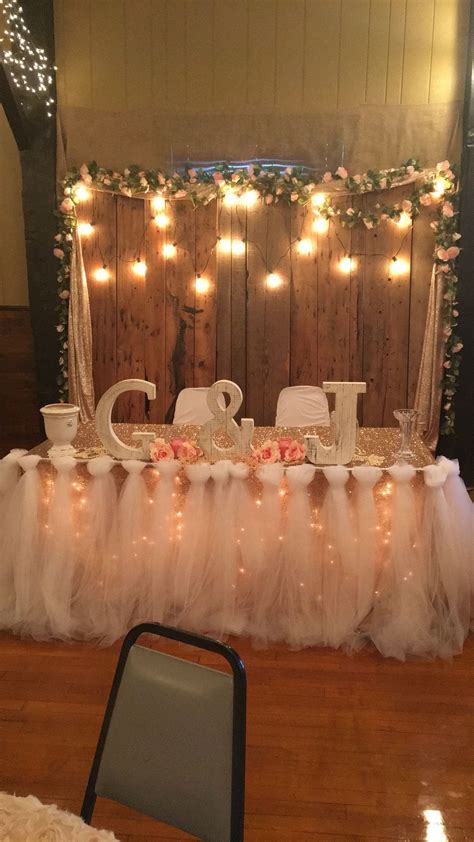 Romantic Rustic Wedding Sweetheart Table Backdrop With Cafe Lights And