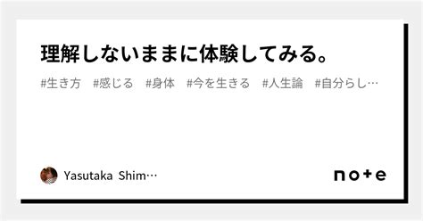 理解しないままに体験してみる。｜yasutaka Shimizu