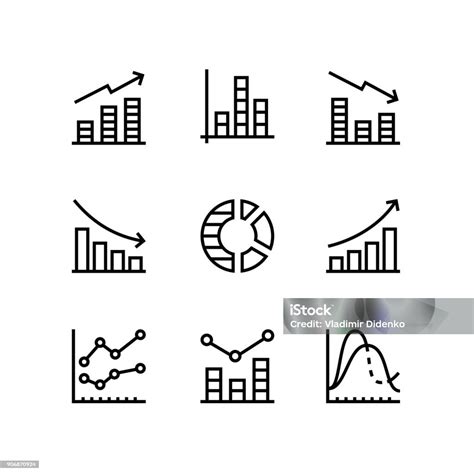 Data Analysis Chart Diagram Vector Simple Icons For Web And Mobile Design Pack 1 Stock