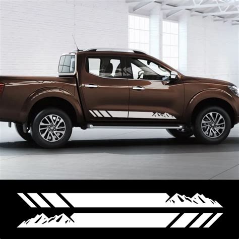 Cw Pcs Door Side Skirt Stripes Car Stickers For Nissan Navara Np