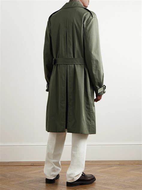 Loro Piana Nevado Belted Cotton Twill Coat Green Loro Piana