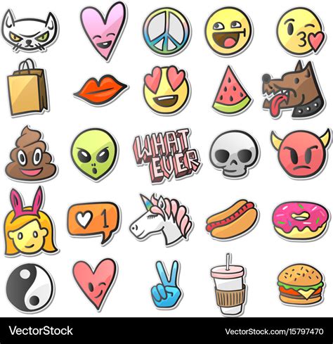 Stickers Pins Patches Collection In Cartoon Vector Image