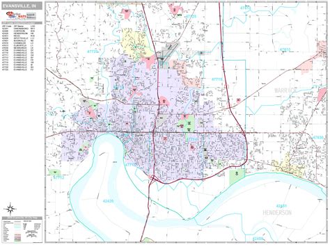 Evansville Indiana Wall Map (Premium Style) by MarketMAPS - MapSales