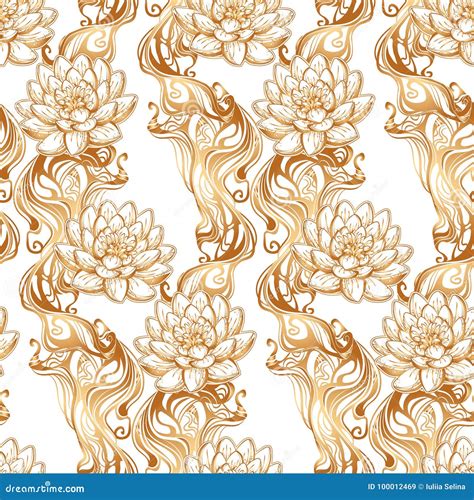 Golden Lotus Pattern Stock Illustration Illustration Of Design 100012469