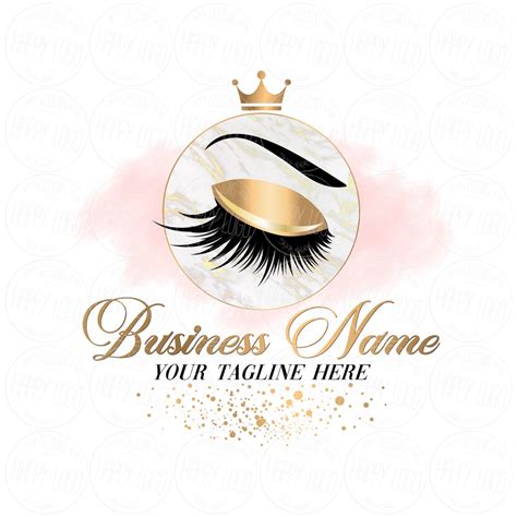 Eyelash Logo Design, Customized Logo Lash, Crown Eye Gold Logo ...