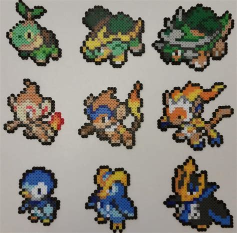 Pokemon Diamond and Pearl Starters Perlers by jrfromdallas on DeviantArt