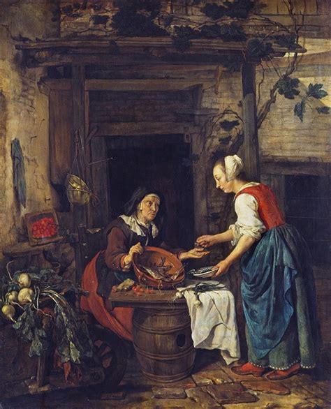 An Old Woman Selling Fish By Gabriel Metsu Artvee