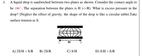 4 A Liquid Drop Is Sandwiched Between Two Plates As Shown Consider