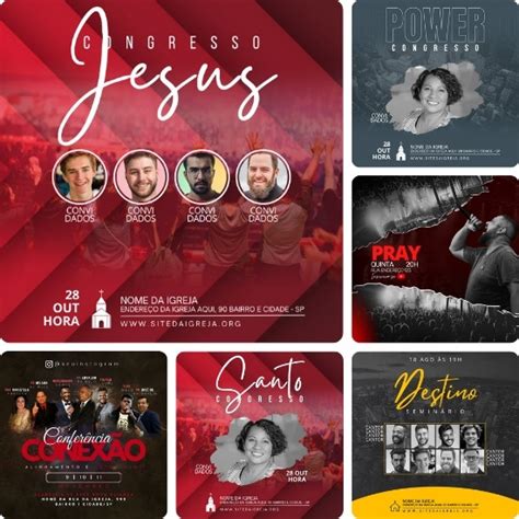 Artes Para Eventos Gospel Edit Veis No Canva Pack Posts