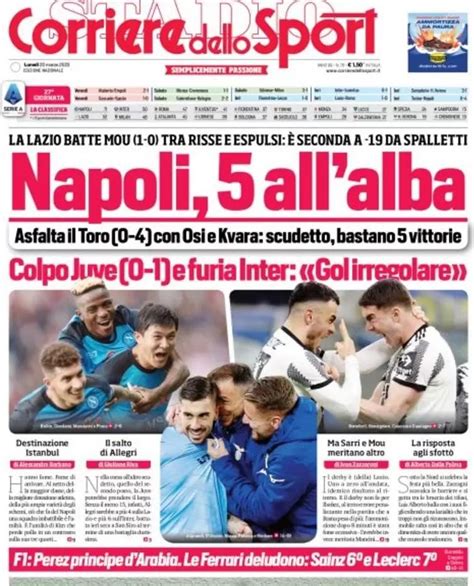 Prima Pagina Corriere Dello Sport Napoli 5 Allalba