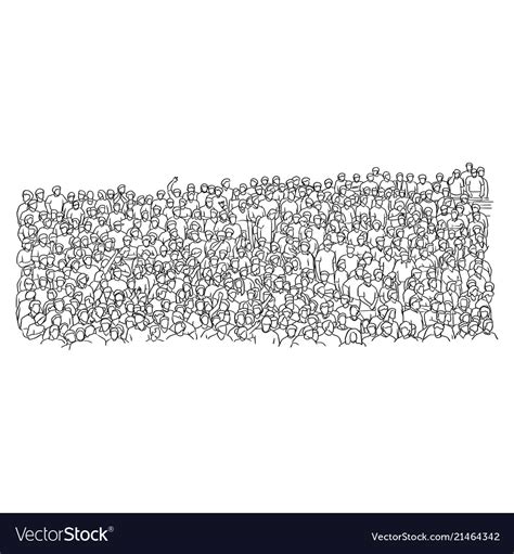 Outline Crowd People On Stadium Royalty Free Vector Image