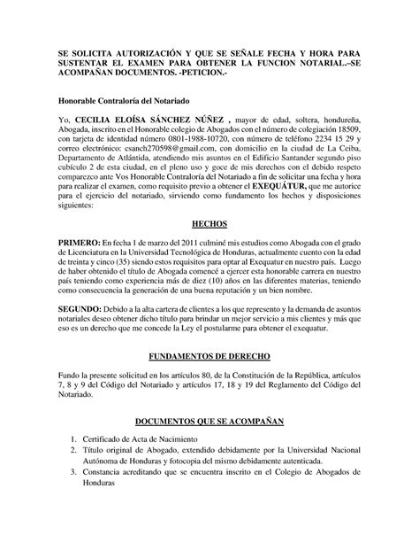 Tarea Primer Parcial Solicitud DE Exequatur Cecilia Sanchez SE