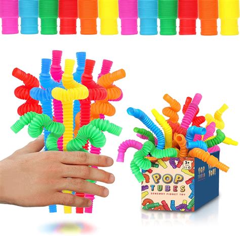 Oleoletoy Mini Pop Tubes Fidget Toys 24 Pack Pipe Sensory Stretch Tubes For Stress Anxiety