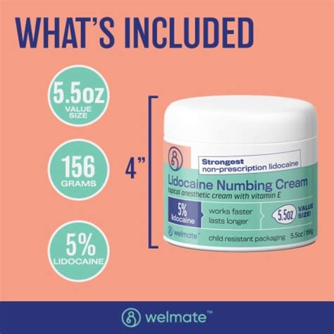 Welmate Pain Relief Numbing Cream Lidocaine Maximum Strength