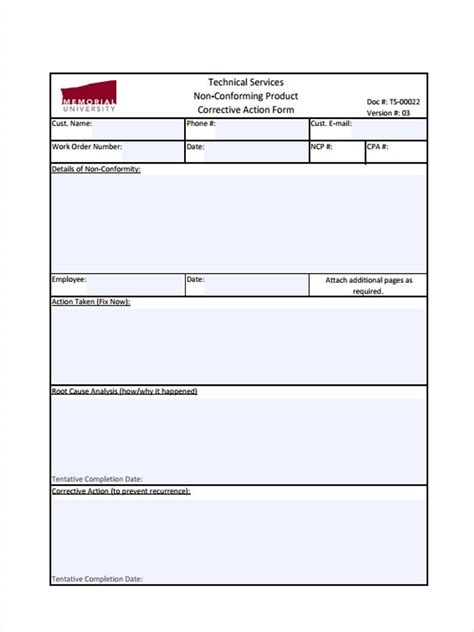 Corrective Action Report Template Cardtemplate My Id