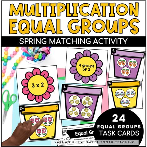 Equal Groups Task Cards Spring Multiplication Activities