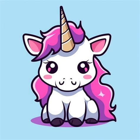 Un Unicornio De Dibujos Animados Con Una Melena Rosa Sentado En Un