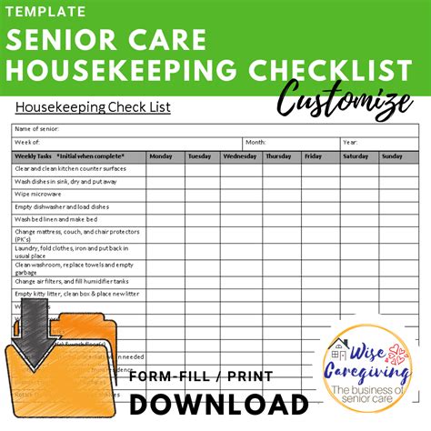 Printable Caregiver Daily Checklist Template