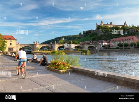 Marienberg Fortress And Old Main Bridge Wurzburg Bavaria Germany