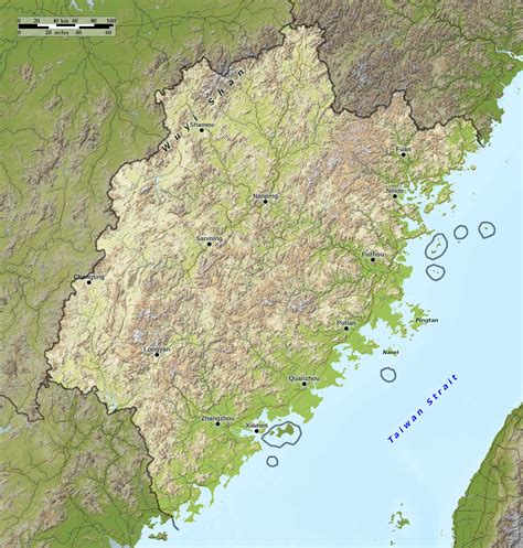 Blue Green Atlas Free Relief Map Of China Fujian