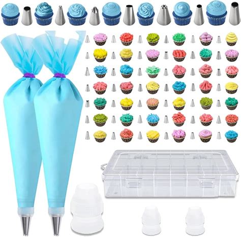 Gzmaisulee 55pcs Piping Bags Tips Set Reusable Pastry Bags And Frosting Tips Cakes Decorating