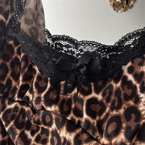 Cheetah Print Lingerie Dress With Bow Depop