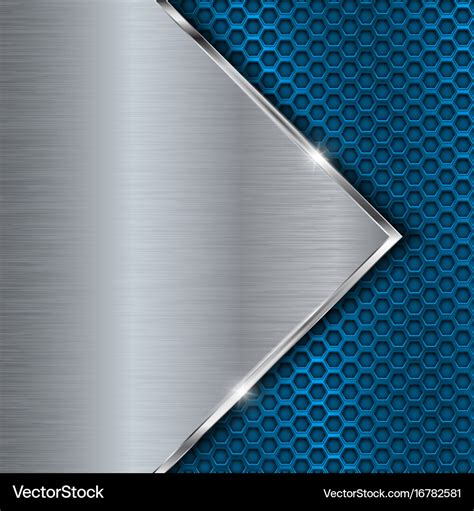 Blue Metal Perforated Background With Steel Vector Image