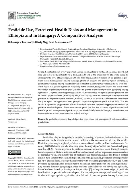 Pdf Pesticide Use Perceived Health Risks And Management In Ethiopia