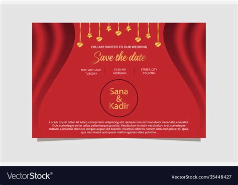 Red and gold wedding banner design Royalty Free Vector Image