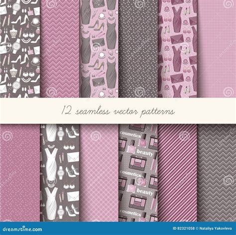 Seamless Vector Pattern Set Stock Vector Illustration Of Pink