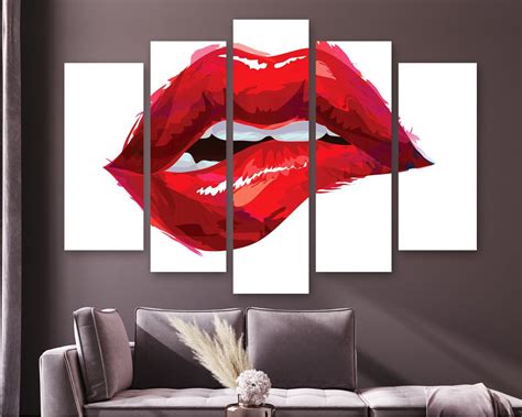 Red Lips Canvas Wall Art Sexy Lips Canvas Prints Lips Abstract Etsy