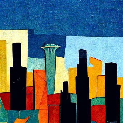 Cubism Seattle Skyline Cubism Seattle Skyline Abstract Artwork