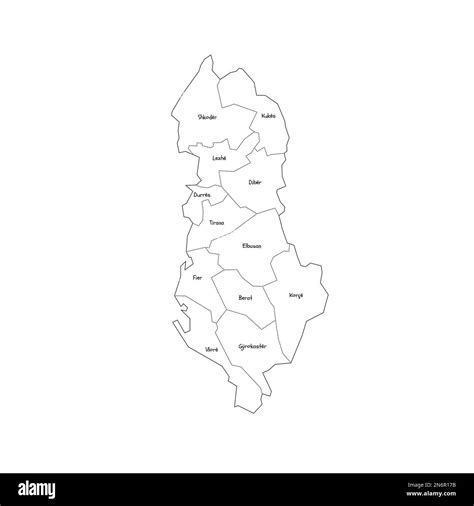 Albania Political Map Of Administrative Divisions Counties Handdrawn